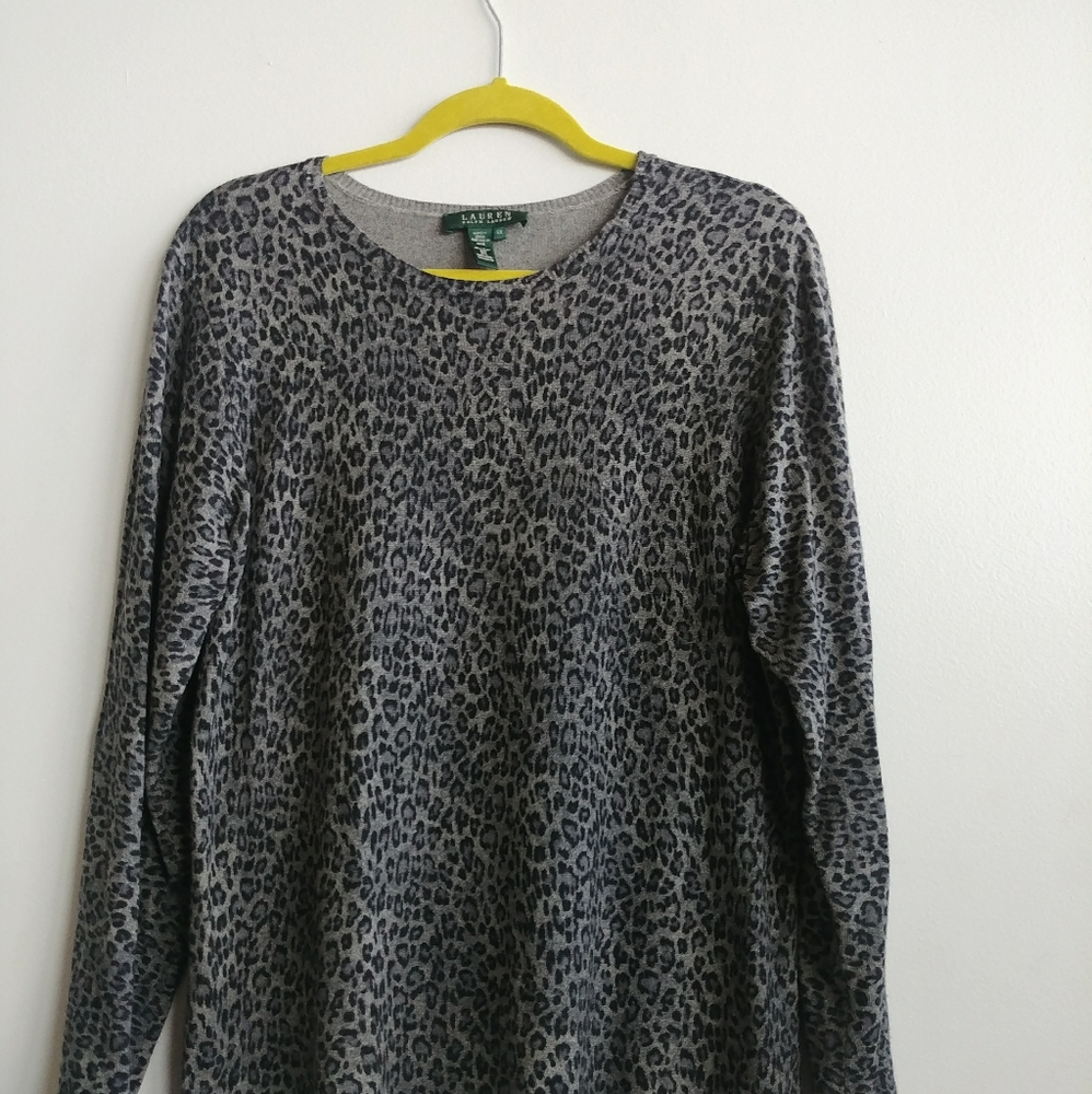 Ralph Lauren silk and cashmere leopard sweater 2x